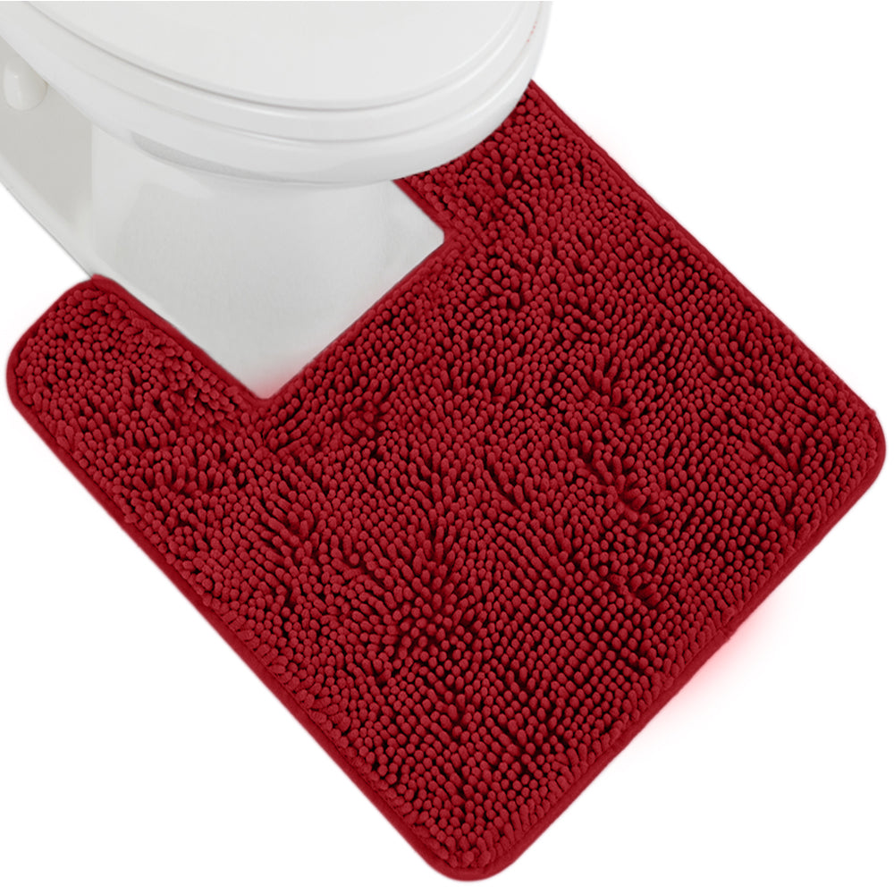 Chenille Bath Rug Contour Bath Accessories Gorilla Grip Red Square Contour