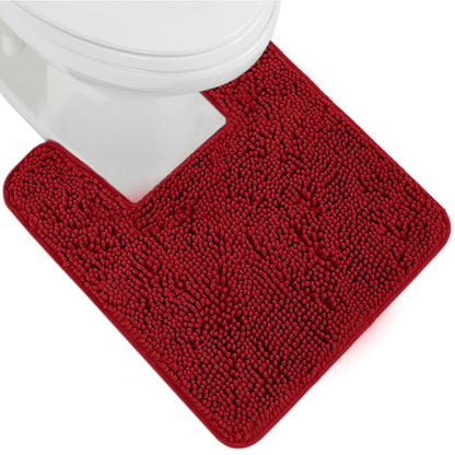 Chenille Bath Rug Contour Bath Accessories Gorilla Grip Red Square Contour