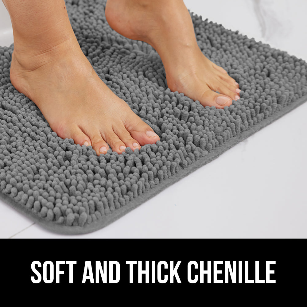 Set of 3 Chenille Bath Rug Gorilla Grip