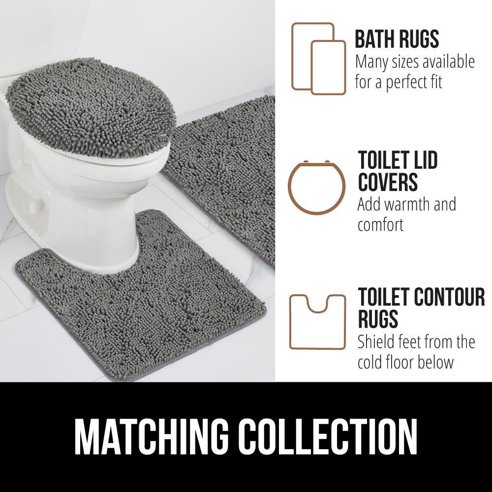 Set of 3 Chenille Bath Rug Gorilla Grip