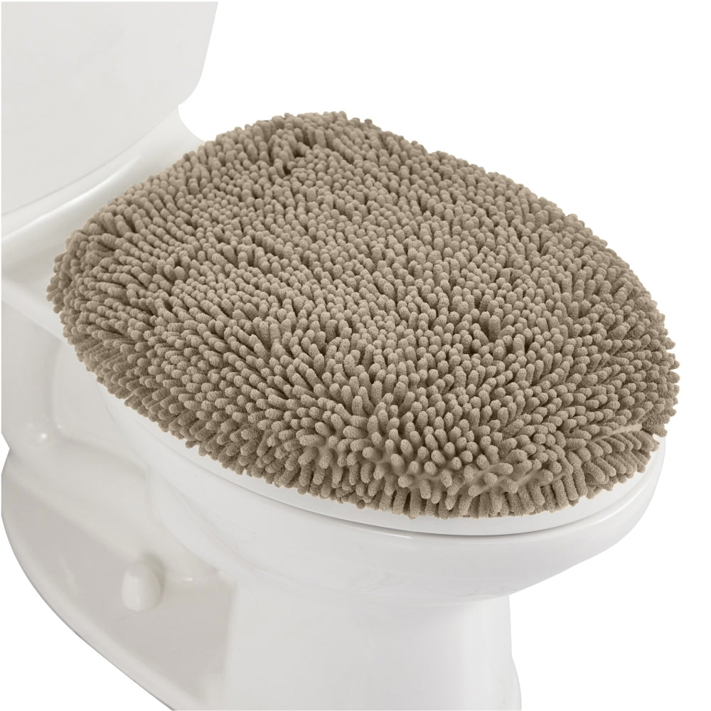 Chenille Toilet Lid Cover Gorilla Grip Beige