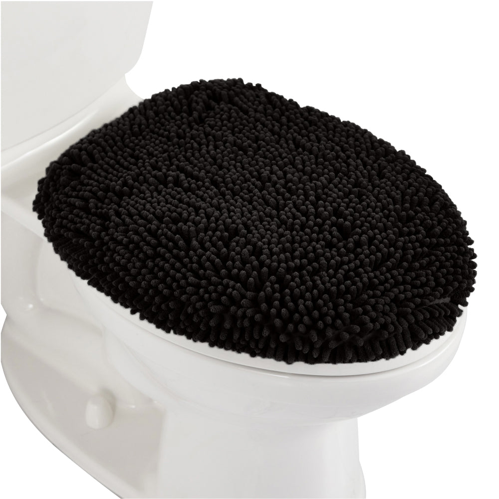 Chenille Toilet Lid Cover Gorilla Grip Black