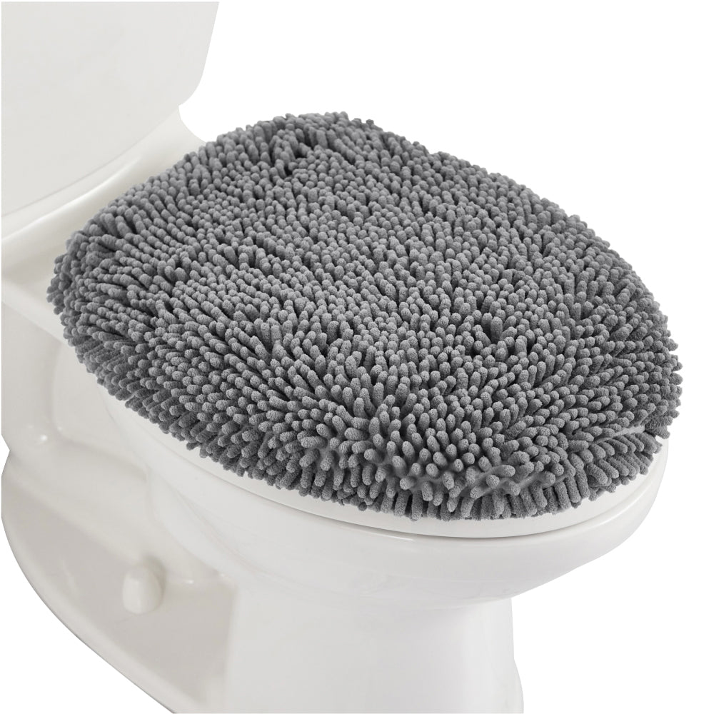 Chenille Toilet Lid Cover Gorilla Grip Gray