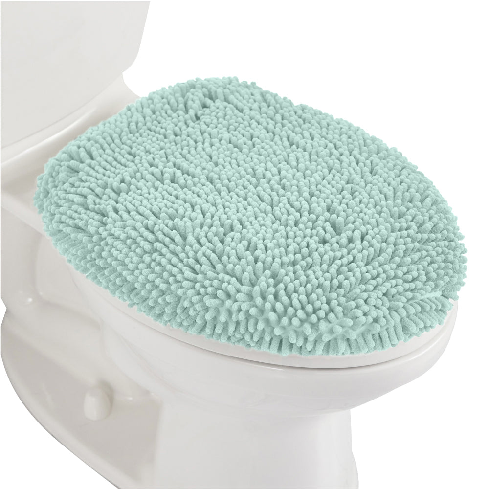 Chenille Toilet Lid Cover Gorilla Grip Sea Blue