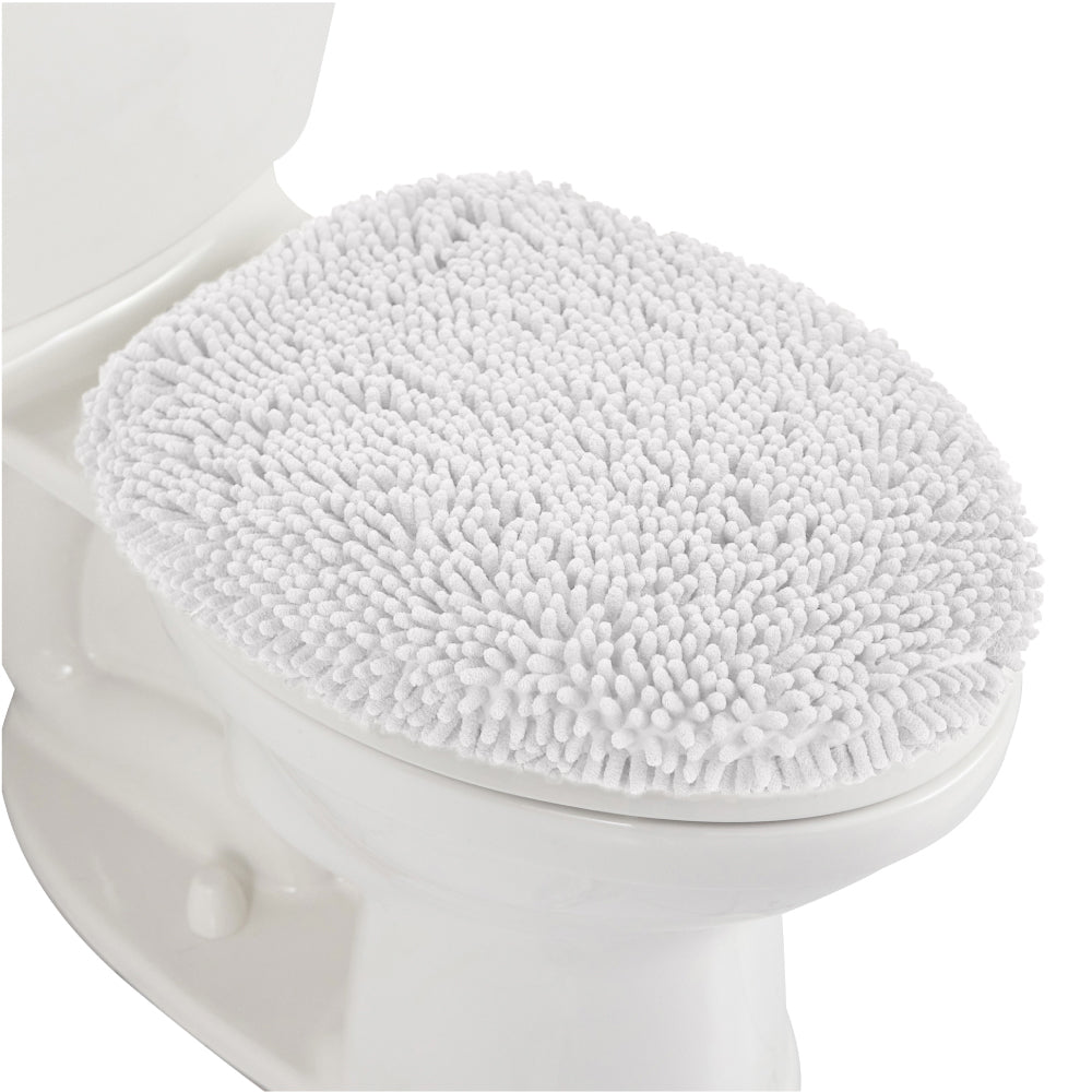 Chenille Toilet Lid Cover Gorilla Grip White