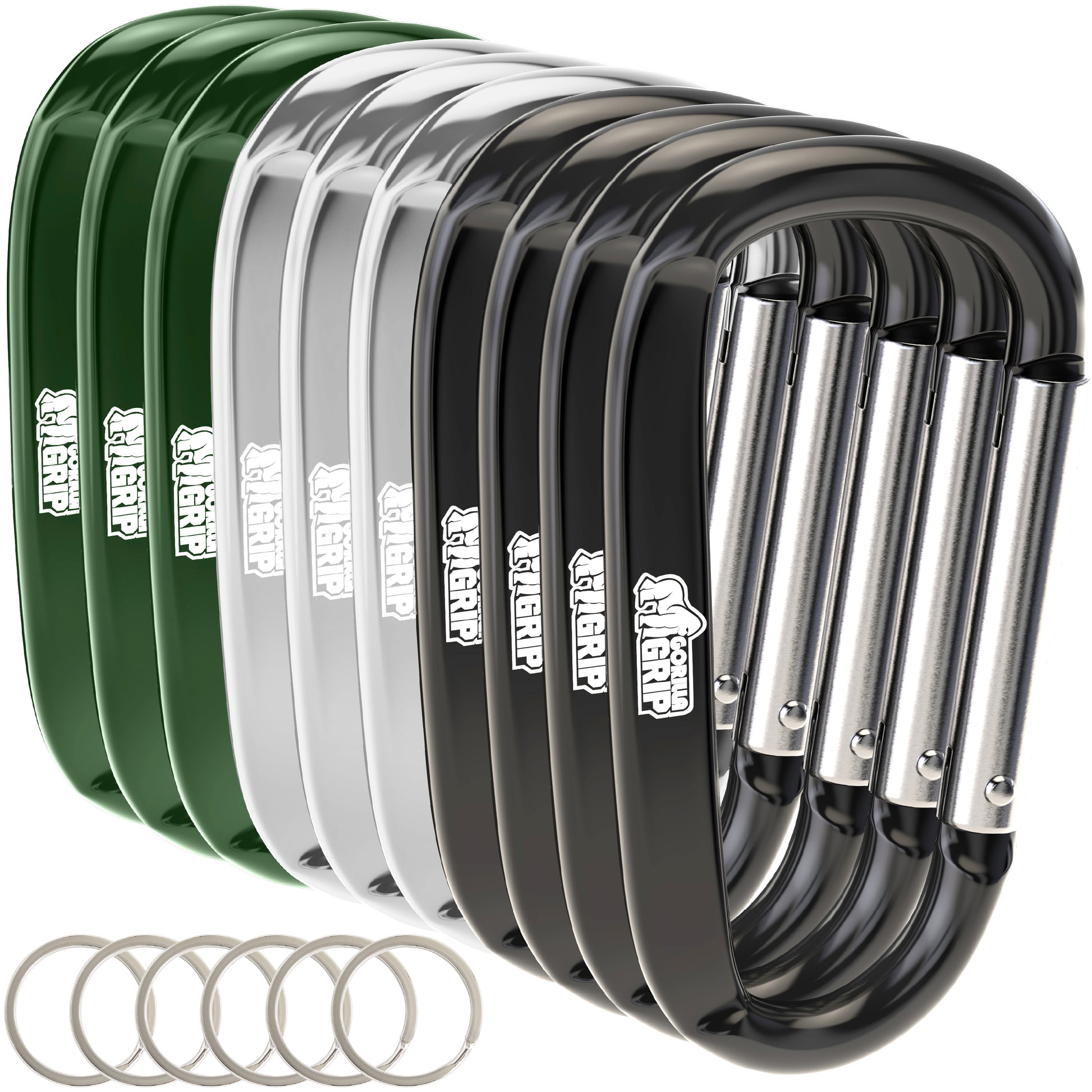 Carabiners Gorilla Grip Black/Silver/Hunter Green 10