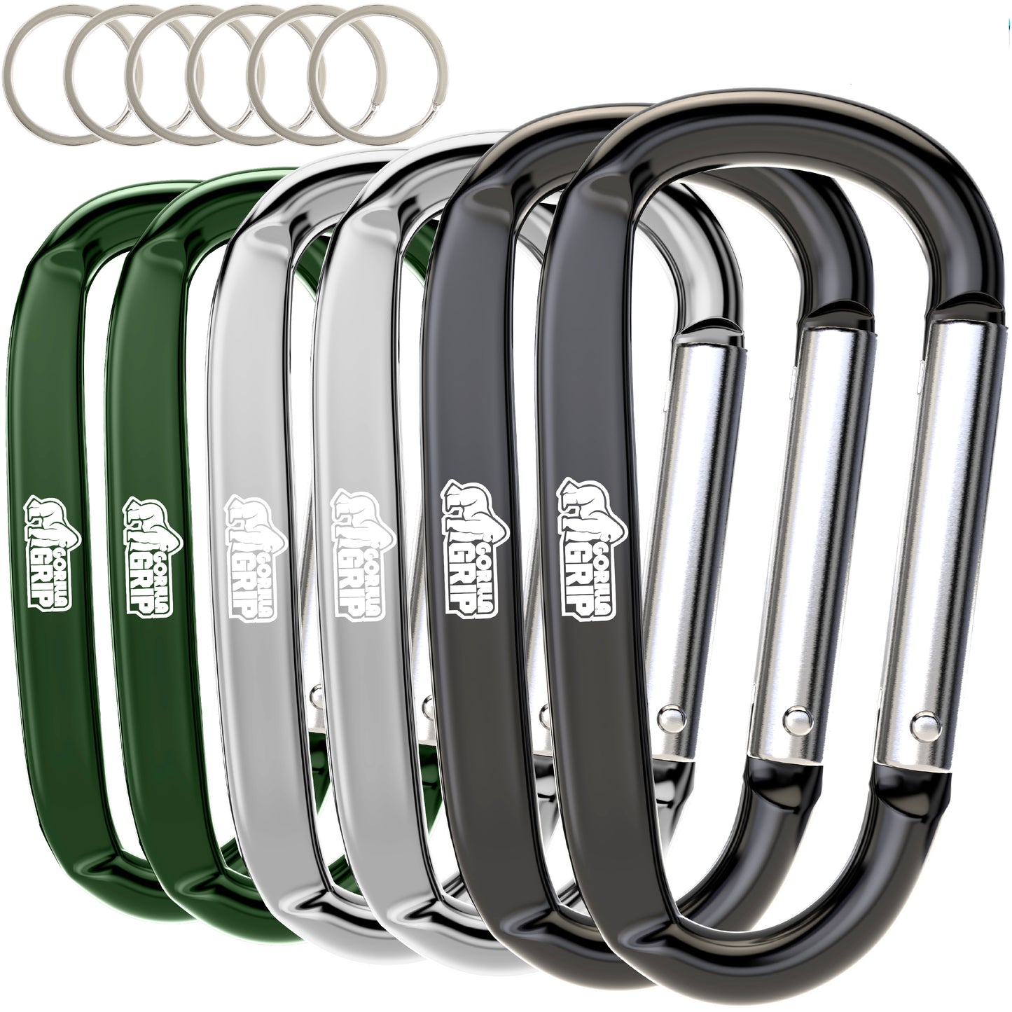 Carabiners Gorilla Grip Black/Silver/Hunter Green 6