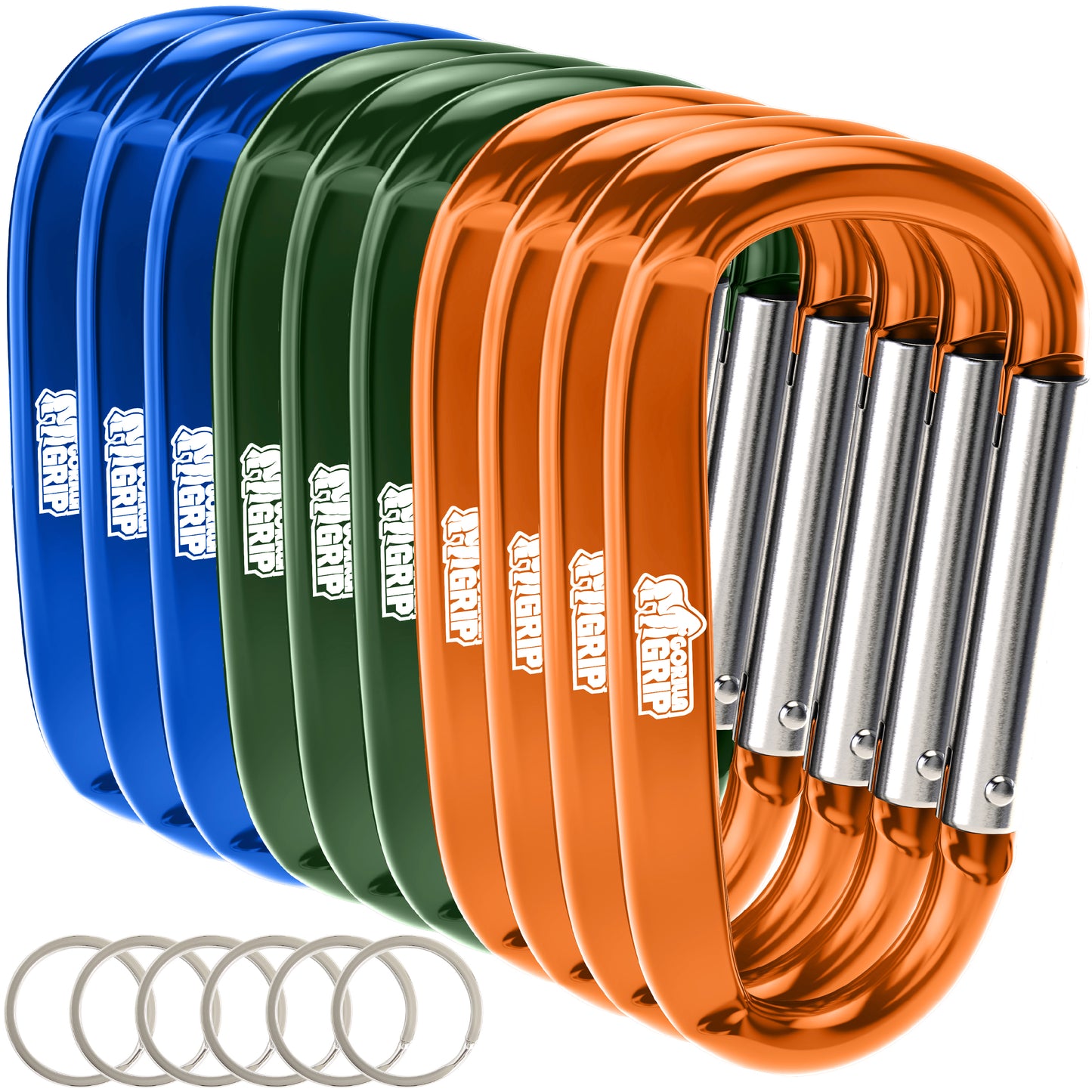Carabiners Gorilla Grip Orange/Blue/Hunter Green 10