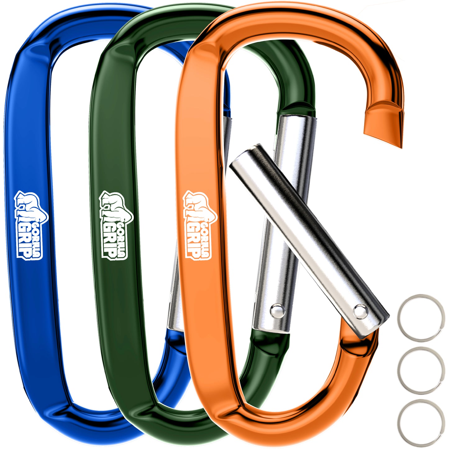 Carabiners Gorilla Grip Orange/Blue/Hunter Green 3