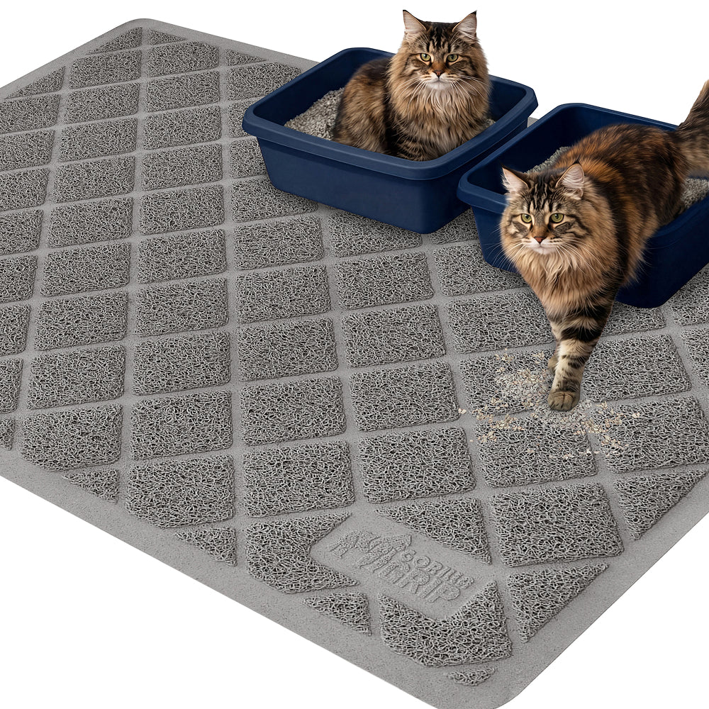 Cat Litter Mat Gorilla Grip Gray Jumbo (47" x 35")