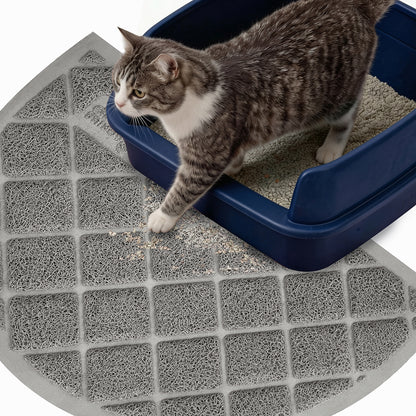 Cat Litter Mat Gorilla Grip Gray Half Circle (30" x 20")