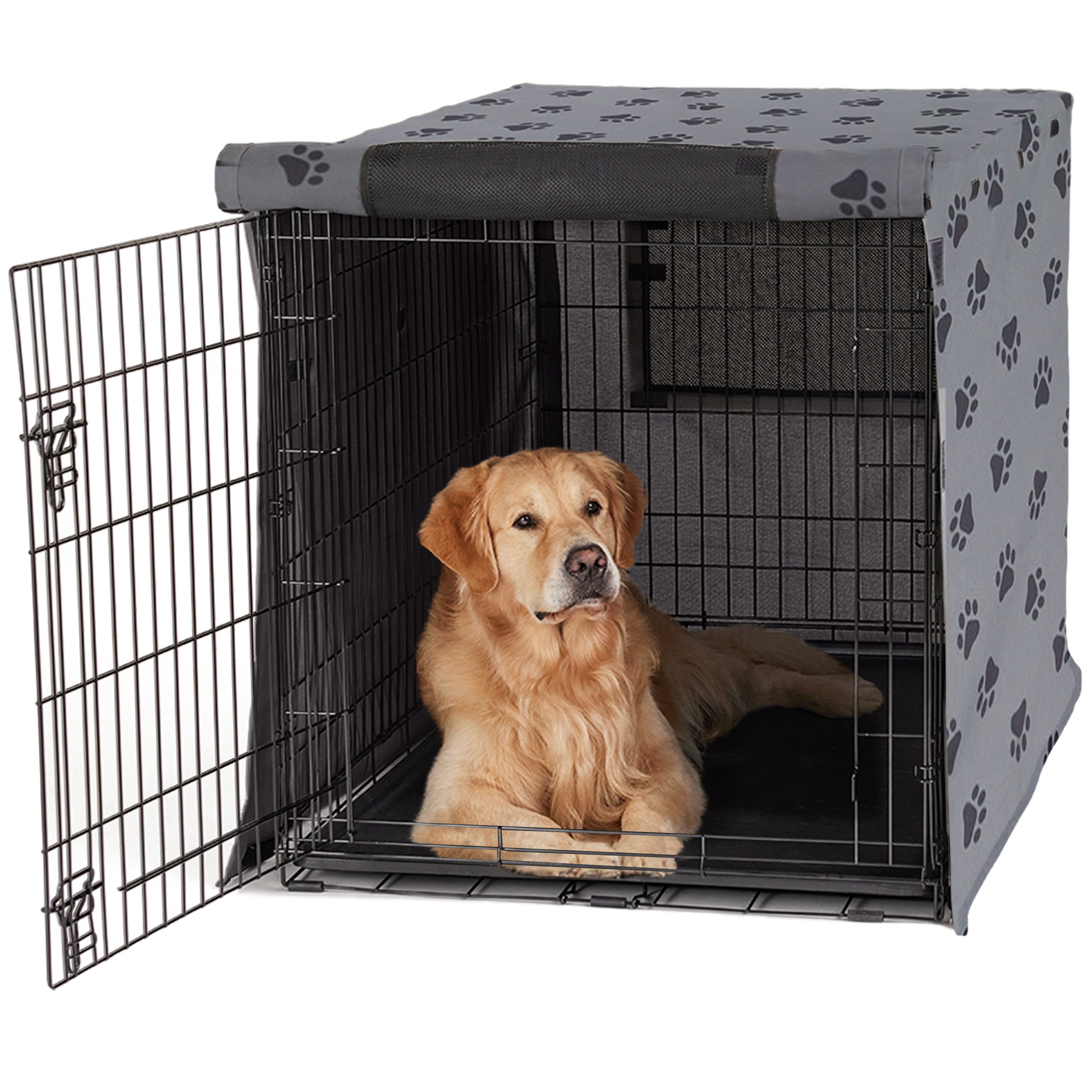 Gray dog crate best sale