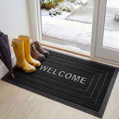 WeatherMAX® Doormat Gorilla Grip Black Welcome 47" x 35"