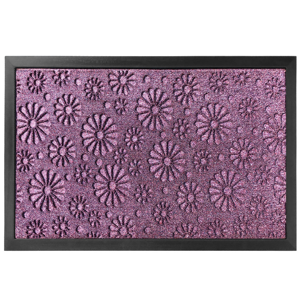 Gorilla Grip Weathermax Doormat Shown in a Purple Flower Pattern