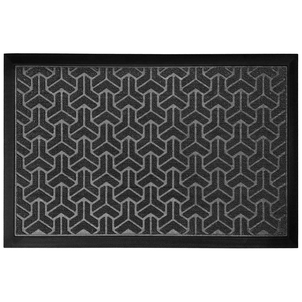 Gorilla Grip Weathermax Doormat Shown in a Gray Geometric Pattern