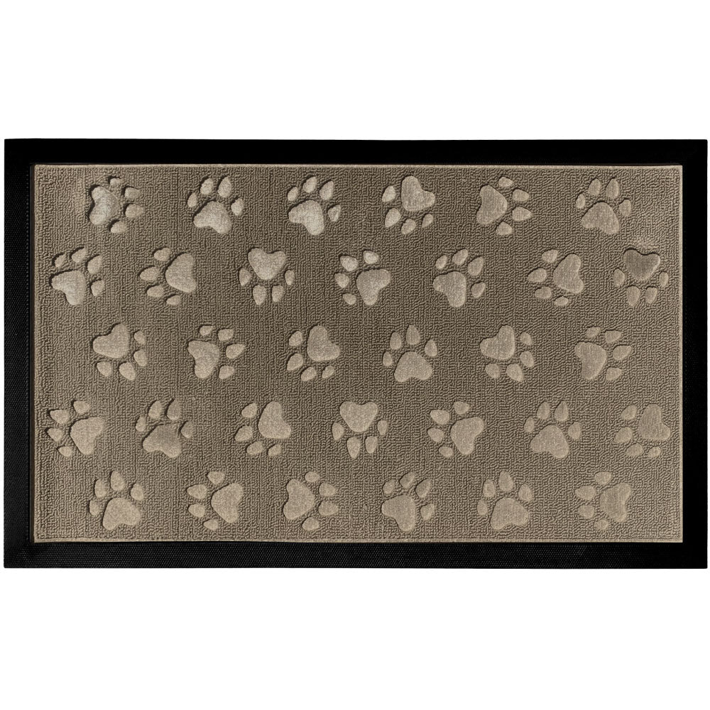 Weathermax Doormat  Gorilla Grip Tan Pawprints 17" x 29" 