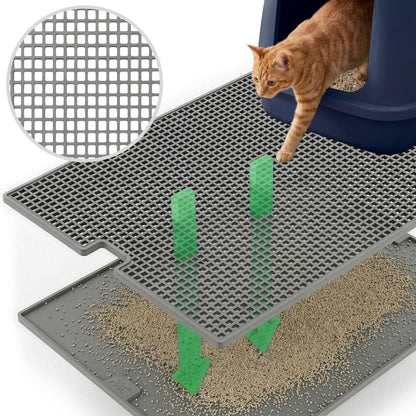 Double Silicone Cat Litter Mat Gorilla Grip Gray 24" x 15"