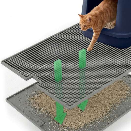 Dual Layer Silicone Cat Litter Mat Gorilla Grip Gray 24" x 15"