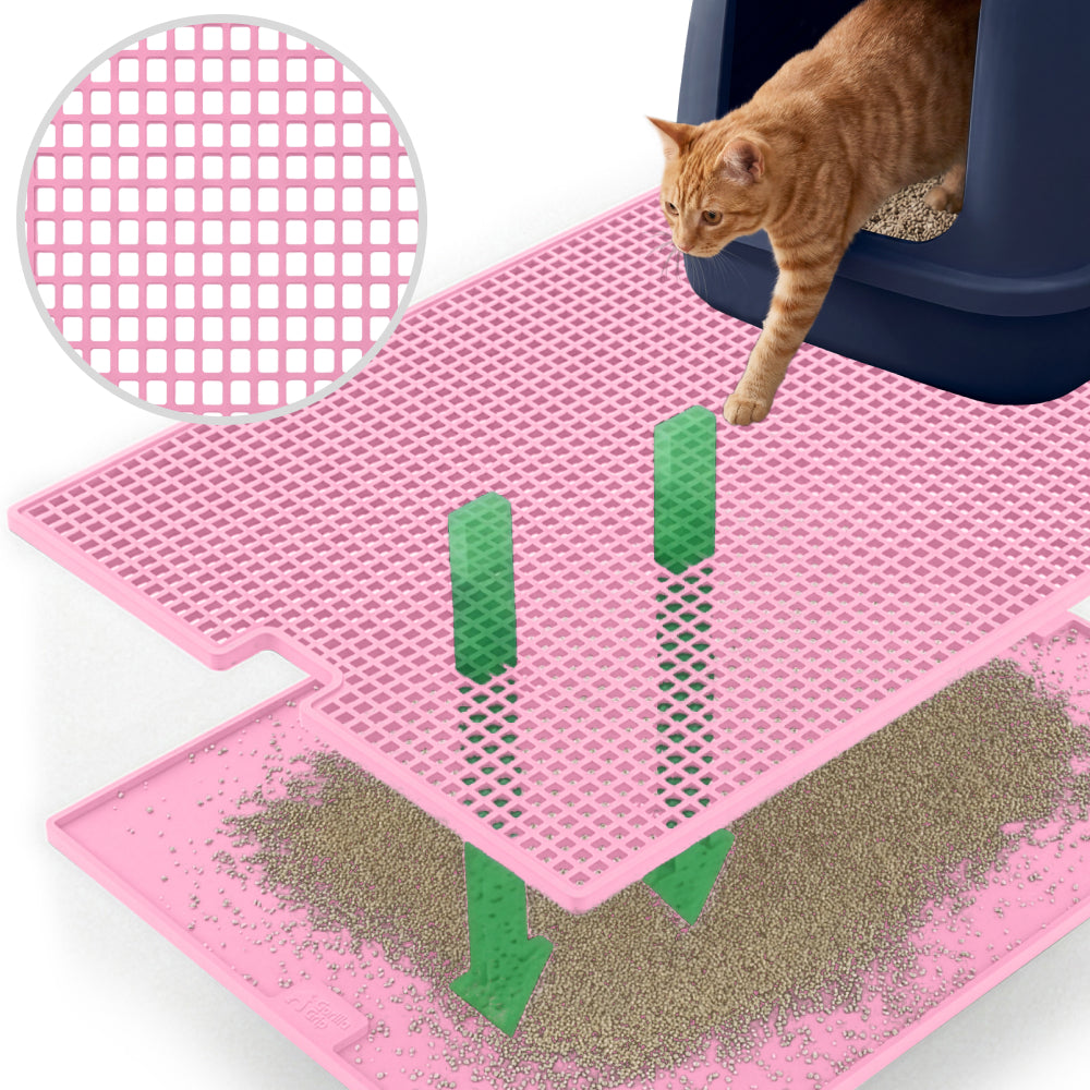 Double Silicone Cat Litter Mat Gorilla Grip Pink 24" x 15"