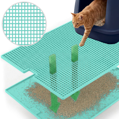 Double Silicone Cat Litter Mat Gorilla Grip Turquoise 24" x 15"