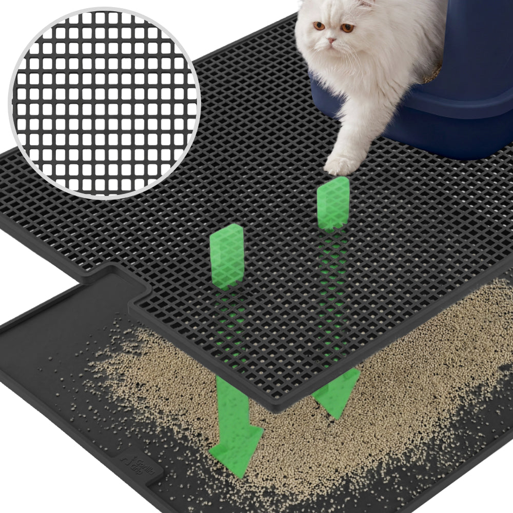 Double Silicone Cat Litter Mat Gorilla Grip Black 30" x 24"