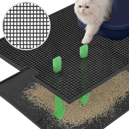 Double Silicone Cat Litter Mat Gorilla Grip Black 30" x 24"
