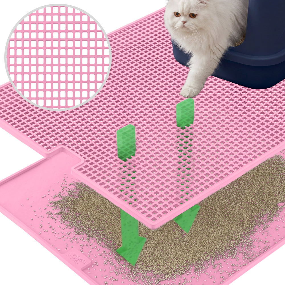 Double Silicone Cat Litter Mat Gorilla Grip Pink 30" x 24"