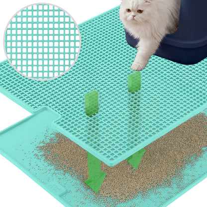 Double Silicone Cat Litter Mat Gorilla Grip Turquoise 30" x 24"
