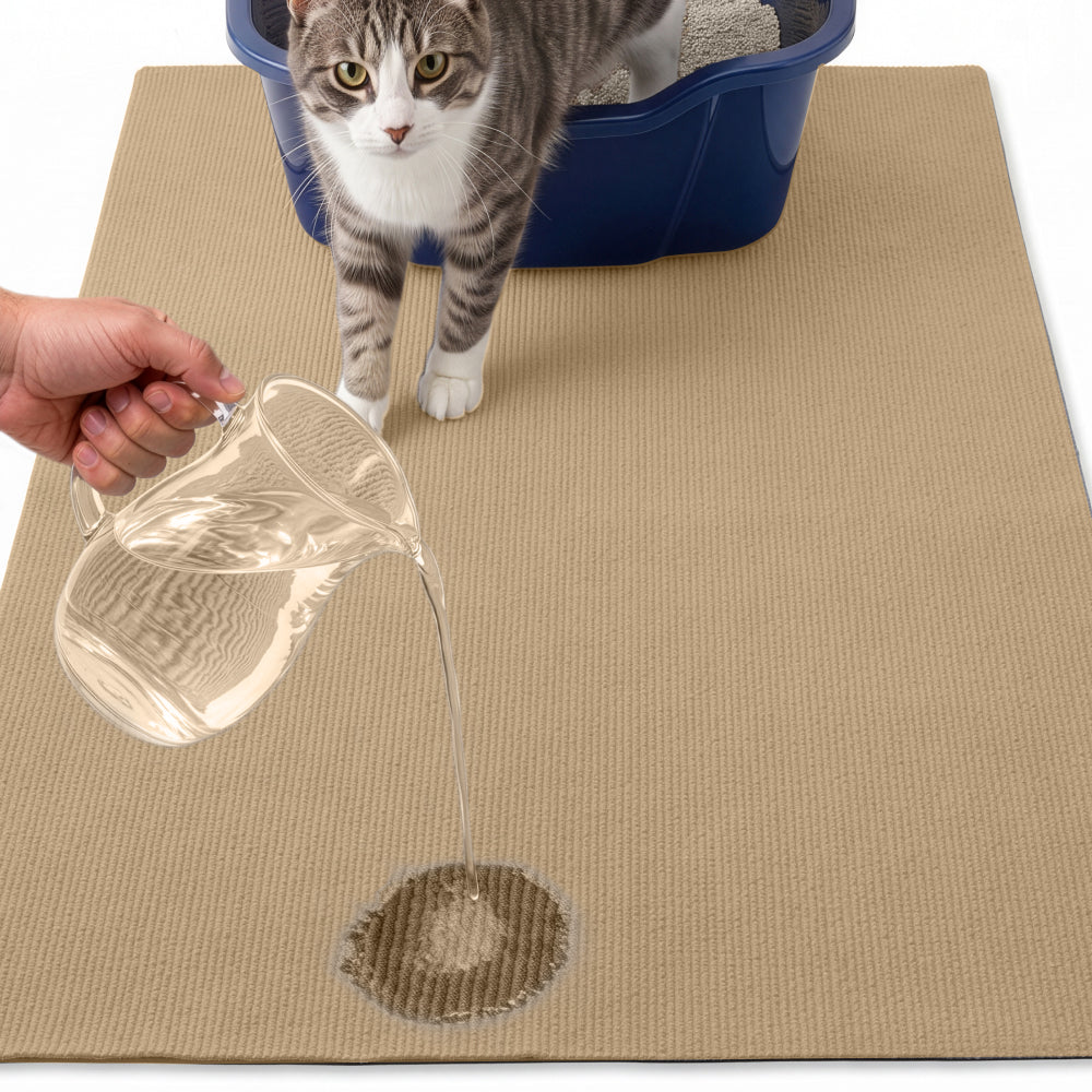 Felt Cat Litter Mat Gorilla Grip Beige 35" x 23"