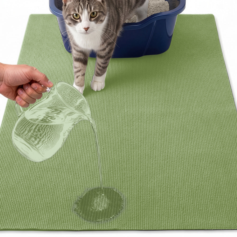 Felt Cat Litter Mat Gorilla Grip Sage 35" x 23"