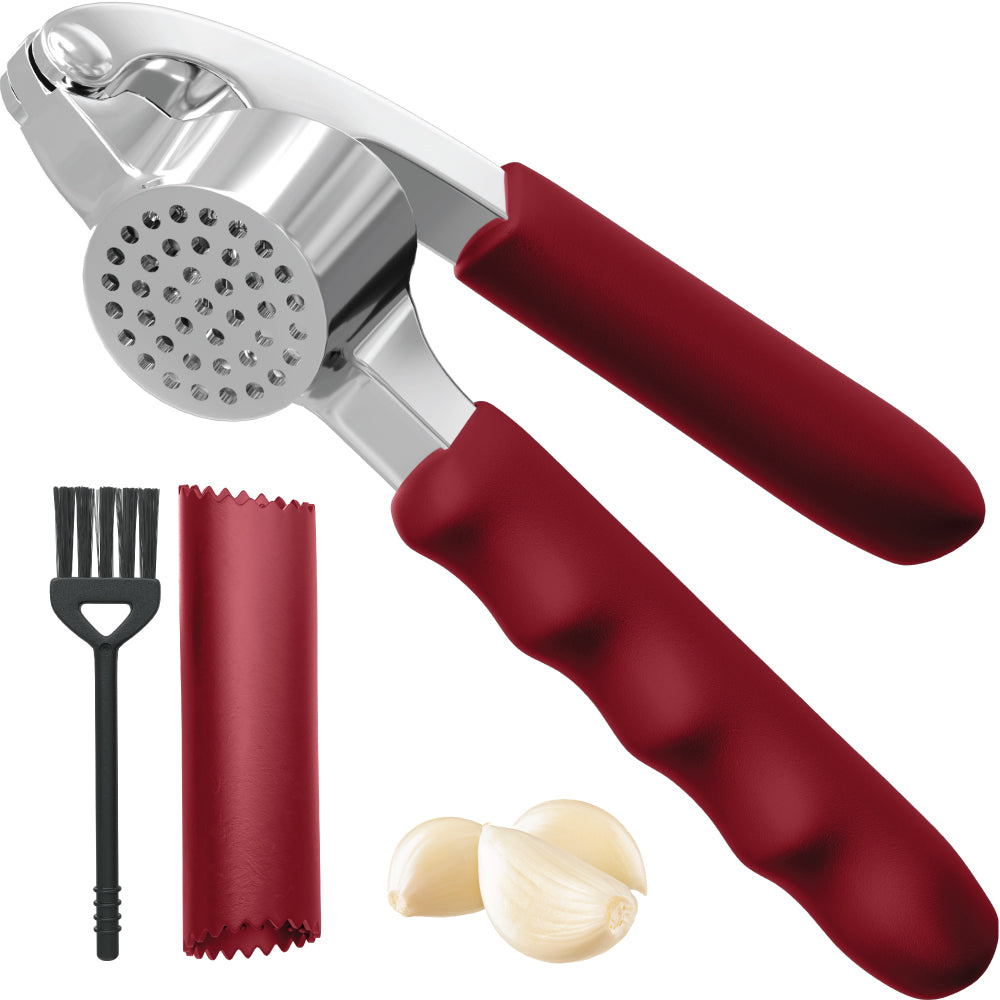 Garlic Press and Peel Set  Gorilla Grip Red  