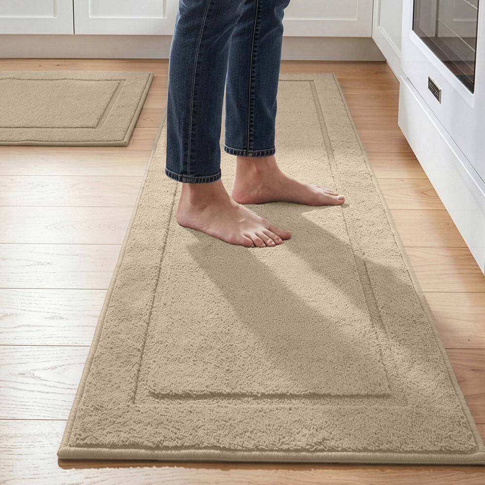 Kitchen Mat Gorilla Grip Beige 2 Pack (30 x 20 & 48 x 20)