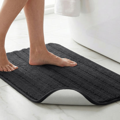 Lines Bath Rug Gorilla Grip Black 24" x 16"