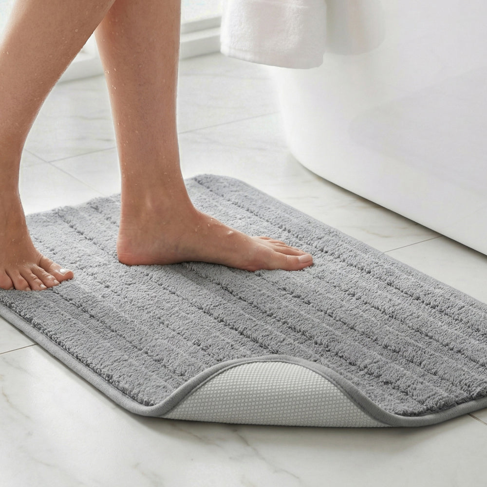 Lines Bath Rug Gorilla Grip Grey 24" x 16"