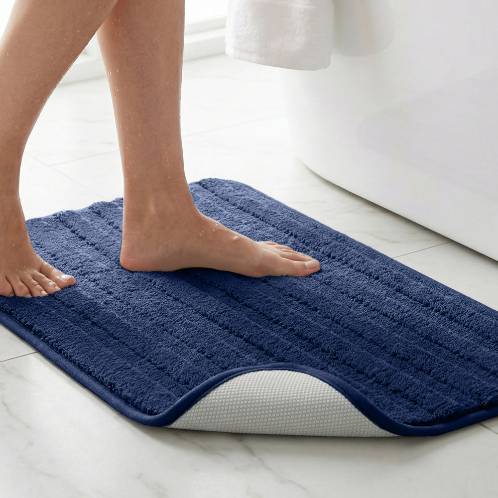 Lines Bath Rug Gorilla Grip Navy 24" x 16"