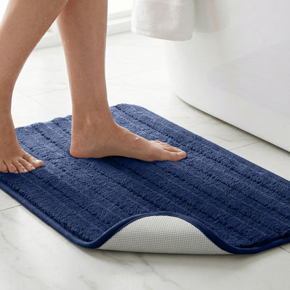Lines Bath Rug Gorilla Grip Navy 24" x 16"