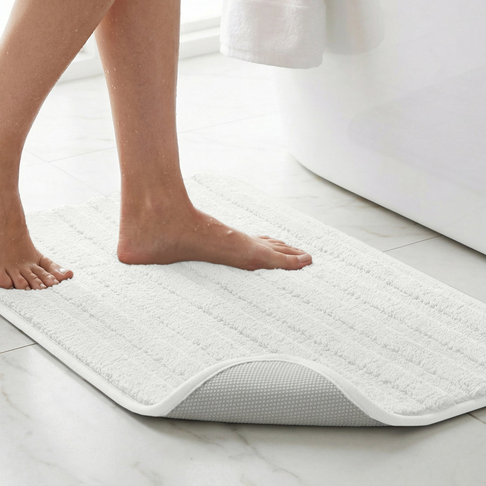 Lines Bath Rug Gorilla Grip White 24" x 16"