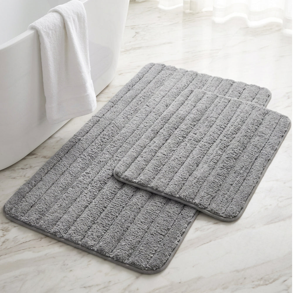 Lines Bath Rug Gorilla Grip Grey 24" x 16" + 30" x 18"