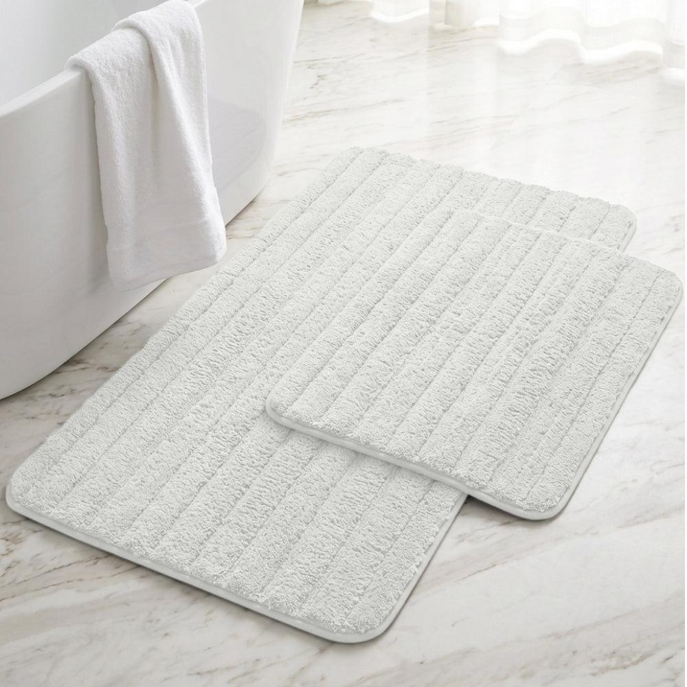 Lines Bath Rug Gorilla Grip White 24" x 16" + 30" x 18"