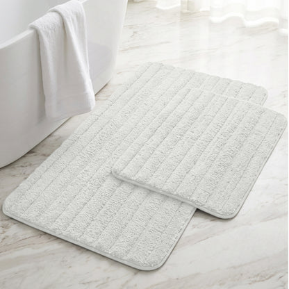 Lines Bath Rug Gorilla Grip White 24" x 16" + 30" x 18"