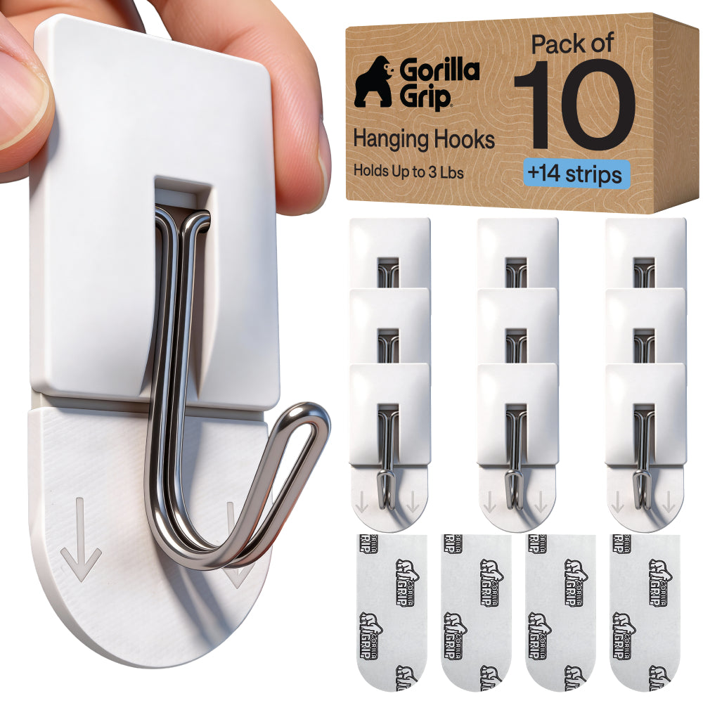 Metal Hooks Gorilla Grip White 10 Pack