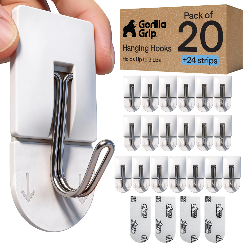Metal Hooks Gorilla Grip White 20 Pack