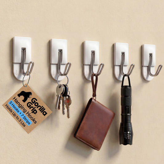 Metal Hooks Gorilla Grip White 5 Pack
