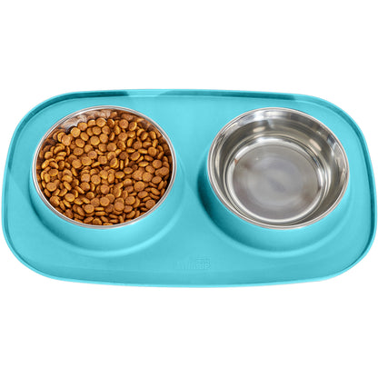 Pet Bowls Silicone Feeding Mat  Gorilla Grip Turquoise 1 Cup 