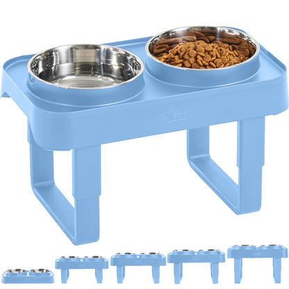 Raised Pet Bowls  Gorilla Grip Light Blue  