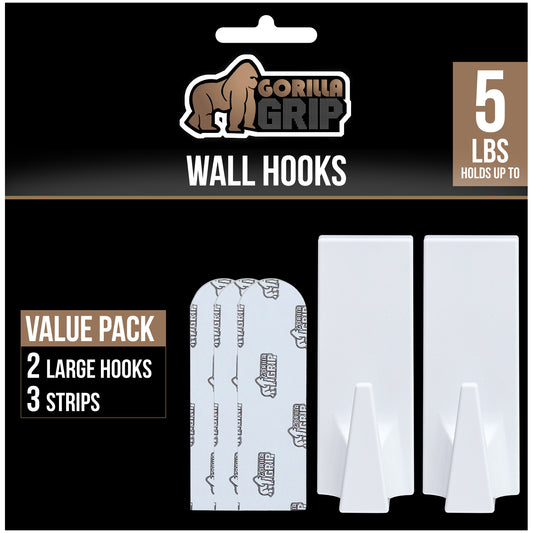 Removable Hooks Gorilla Grip 2 Pack (3 Adhesive Strips)