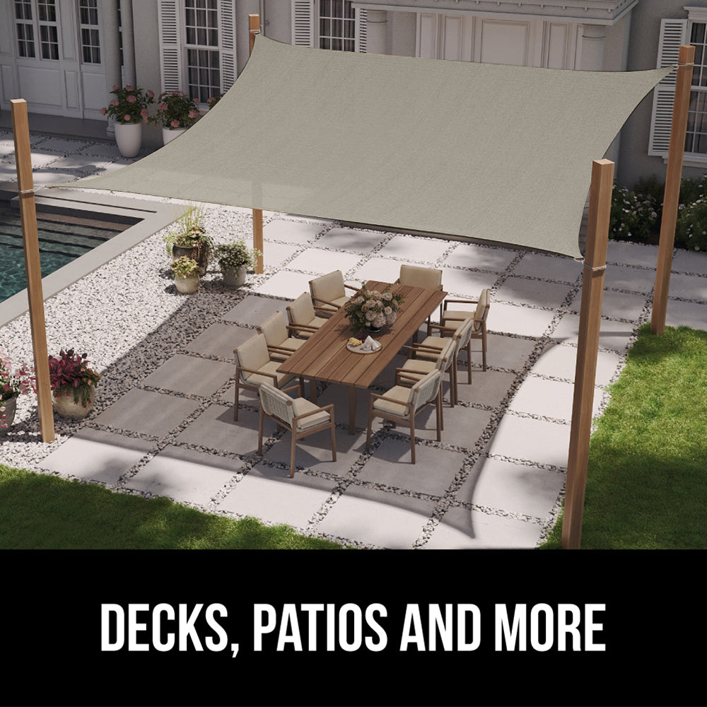 Waterproof Shade Sail – Patio Outdoor Garden Pool Sun Canopy Cover – Gray, Customizable