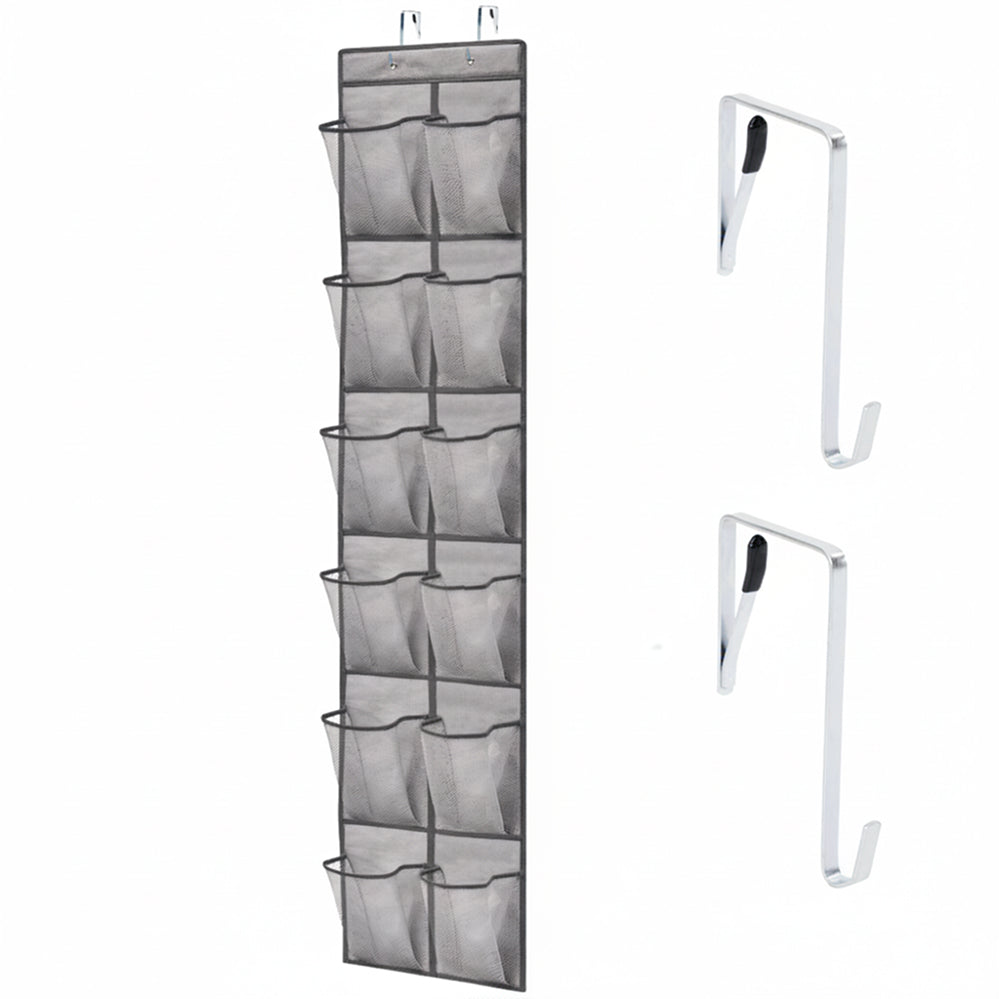 Over the Door Shoe Organizer Gorilla Grip Gray 1 Pack 12 Pockets
