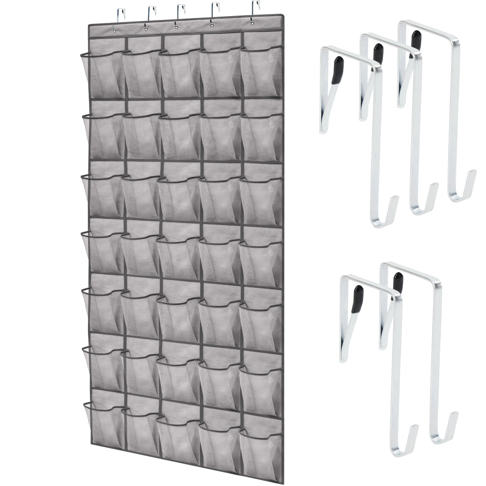 Over the Door Shoe Organizer Gorilla Grip Gray 1 Pack 35 Pockets