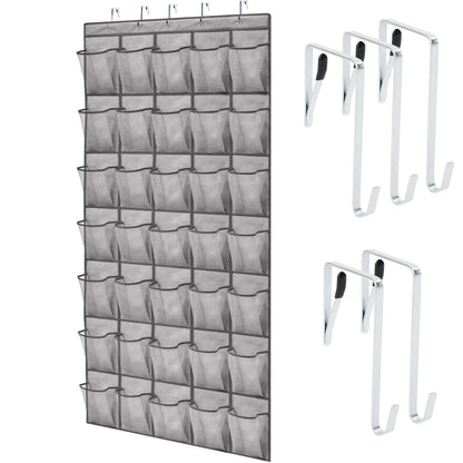 Over the Door Shoe Organizer Gorilla Grip Gray 1 Pack 35 Pockets